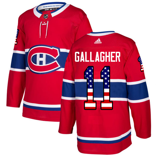 Herren Montreal Canadiens Eishockey Trikot Brendan Gallagher #11 Authentic Rot USA Flag Fashion